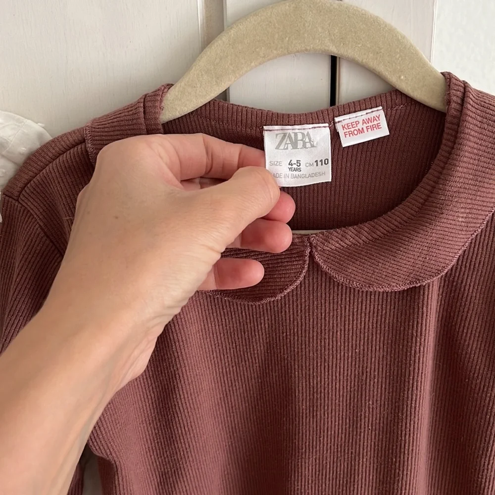 Zara (VGUC) | 4-5 ruffle swiss dot blouse + collared ribbed long sleeve